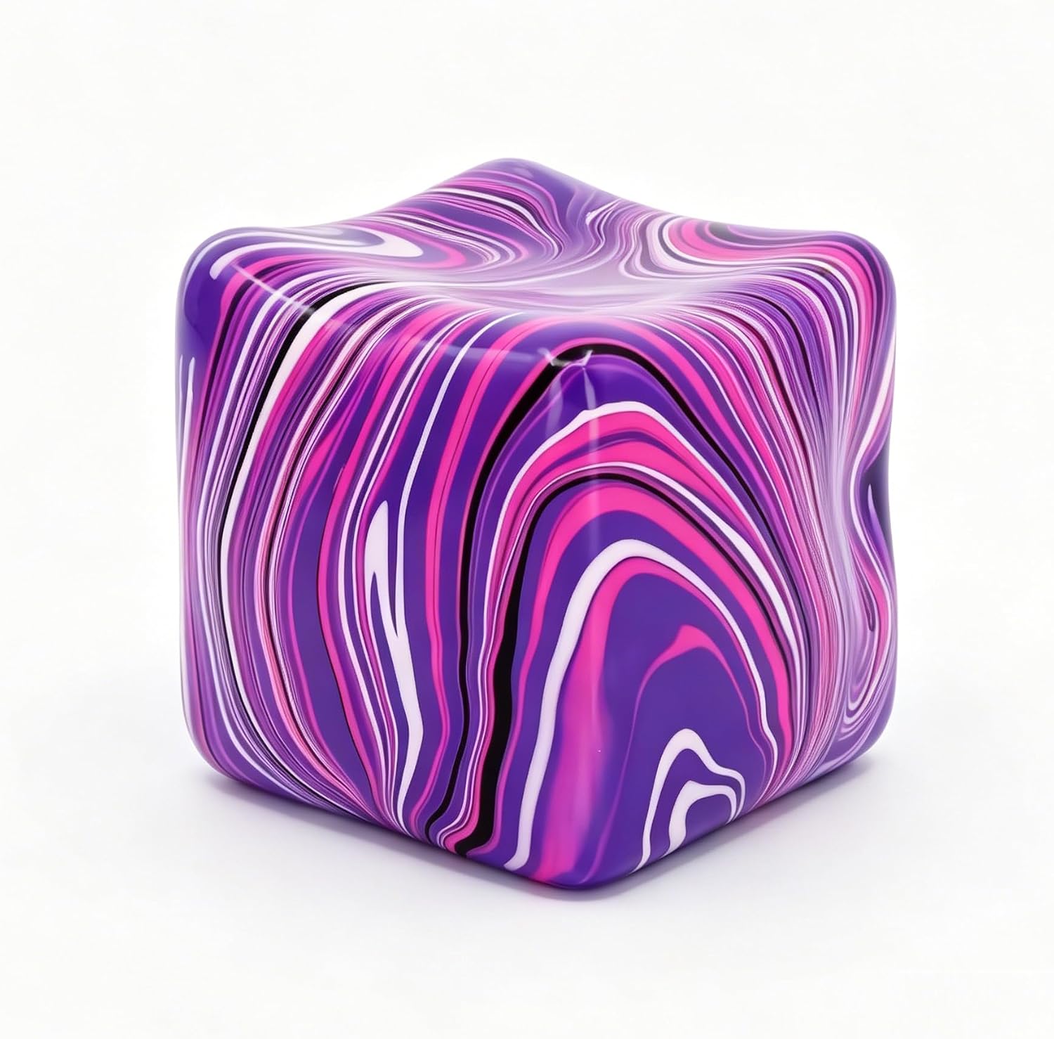 FoxVilla Sensory Swirl Stress Relief Cube, Marble Pattern Squishy Fidget Toy, Large 2.2 Inches, for Kids and Adults (Purple)