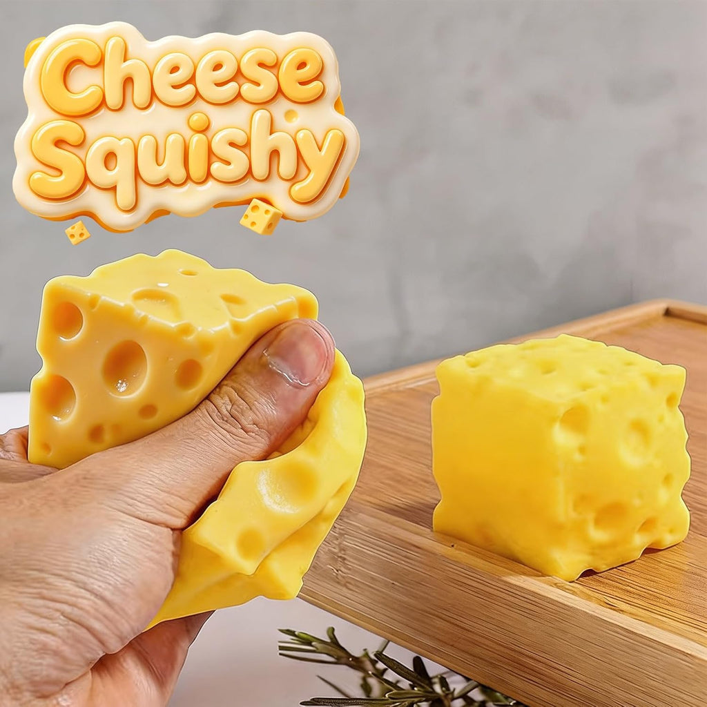 Cheese Squishy Food Squishy Stress Relief Fidget Toy Stress Relief Original Sensory Stress Balls Gifts for Adults Kids Friends (Yellow-1 Pack)
